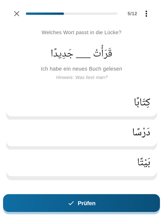 Lugha Lückensatz – das passende arabische Wort einsetzen