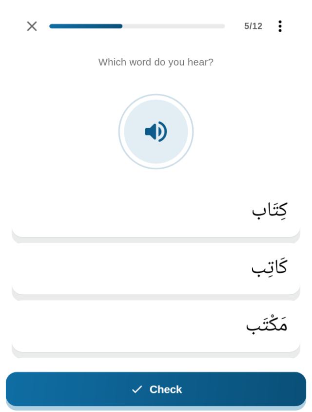 Lugha listening exercise – which Arabic word do you hear