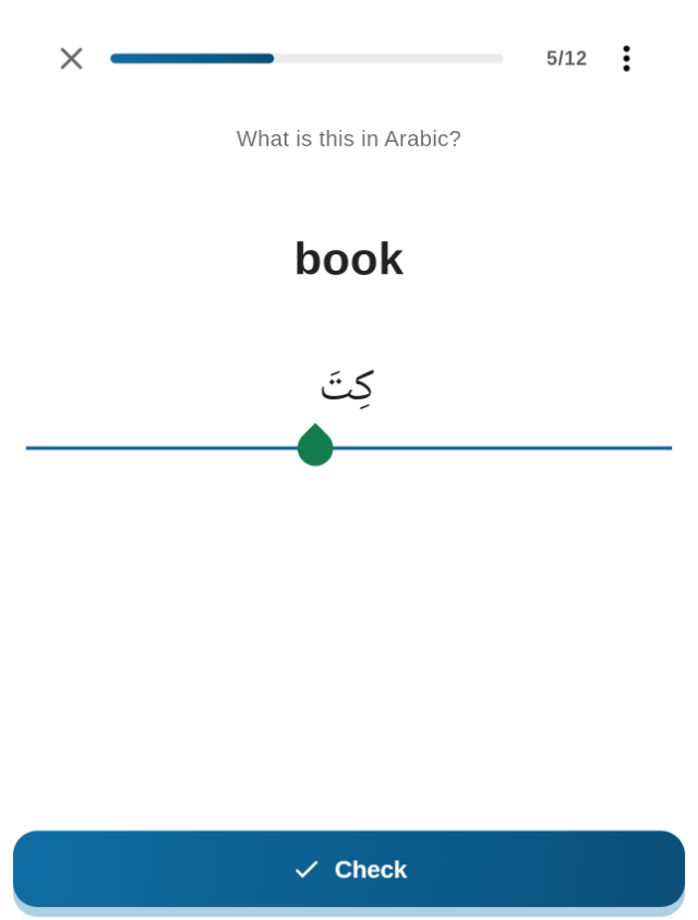 Lugha recall – type an Arabic word from memory
